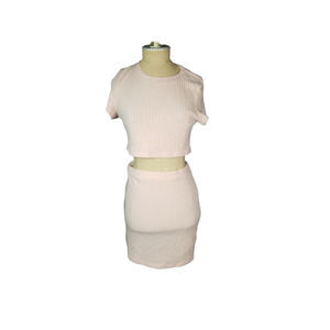 Rehab 2 piece Pink Cropped Sweater Skirt set. Size Medium